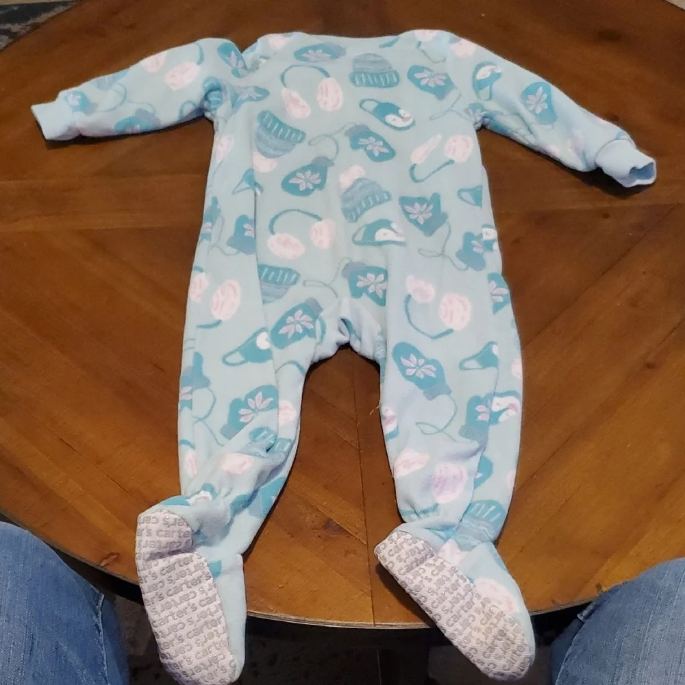 Carter's Teal and Pink Floral Footie